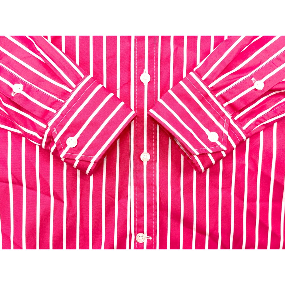 Ralph Lauren Sport Womens Sz 8 Pink White Stripe Button Down Shirt Cotton #1863 - Picture 3 of 9